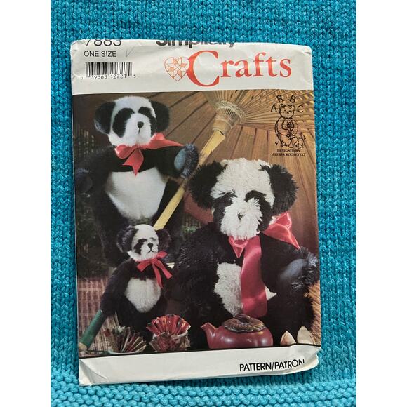 Simplicity 7883 Sewing pattern plush panda bear 7in 10in 16in - Picture 1 of 5